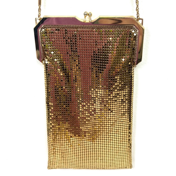 Vintage Whiting & Davis Metallic Gold Mesh Shoulder Handbag - Picture 9 of 15